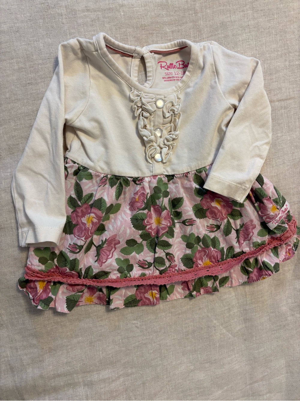RuffleButts Floral Ruffle Dress 12-18M